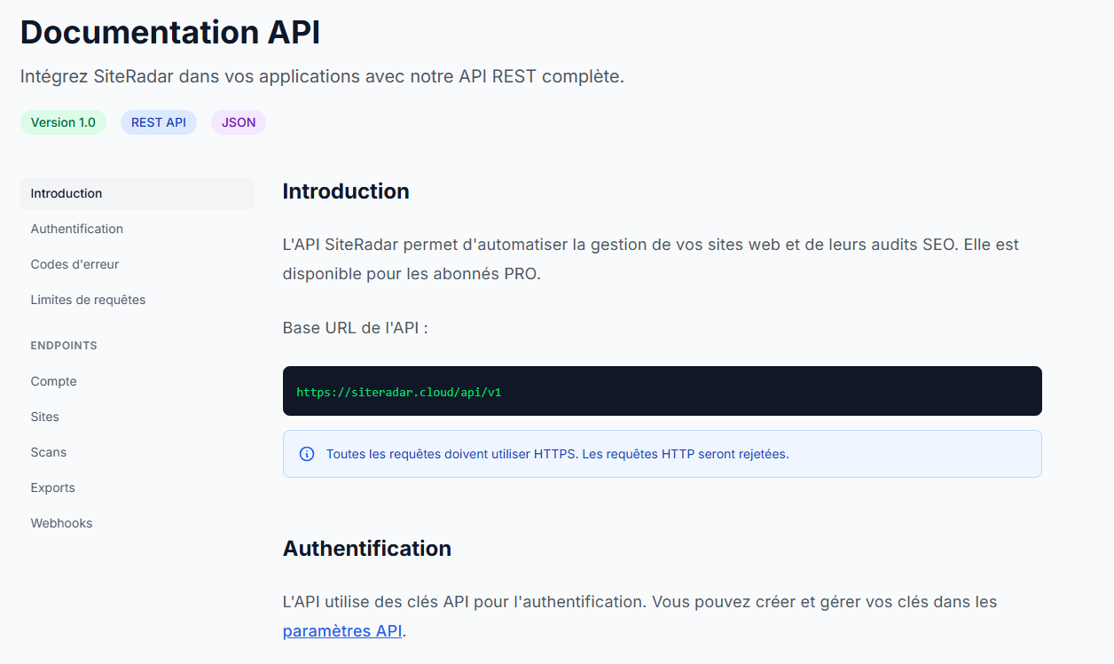 API REST complète